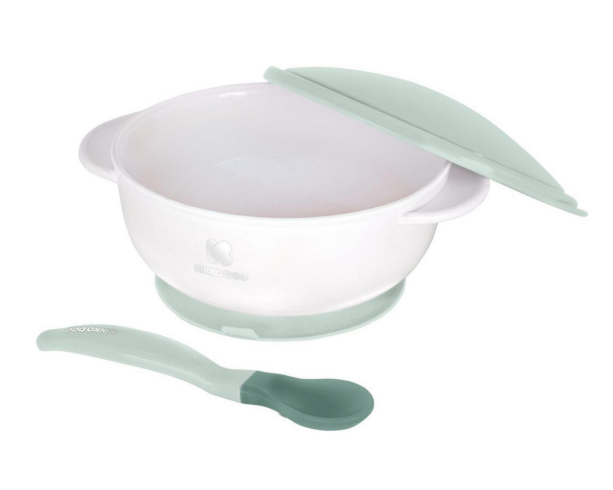 KINDERSCHÜSSEL Essschüssel 250 ml grün Deckel, ab 4 Monaten, ab 4 Monate, leicht zu reinigen, für unterwegs - Grün, Kunststoff (12/7/14cm) - Kikka boo