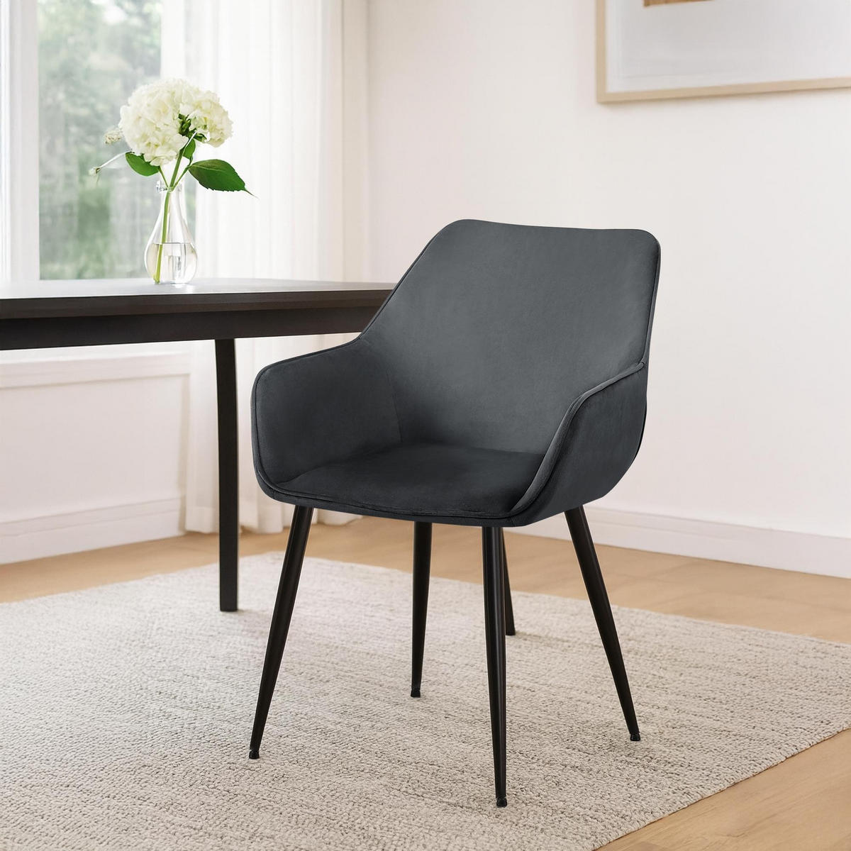ESSZIMMERSTUHL Luena 82x52x63 cm dunkelgrau - Dunkelgrau, Textil (52/82/63cm) - furnicato