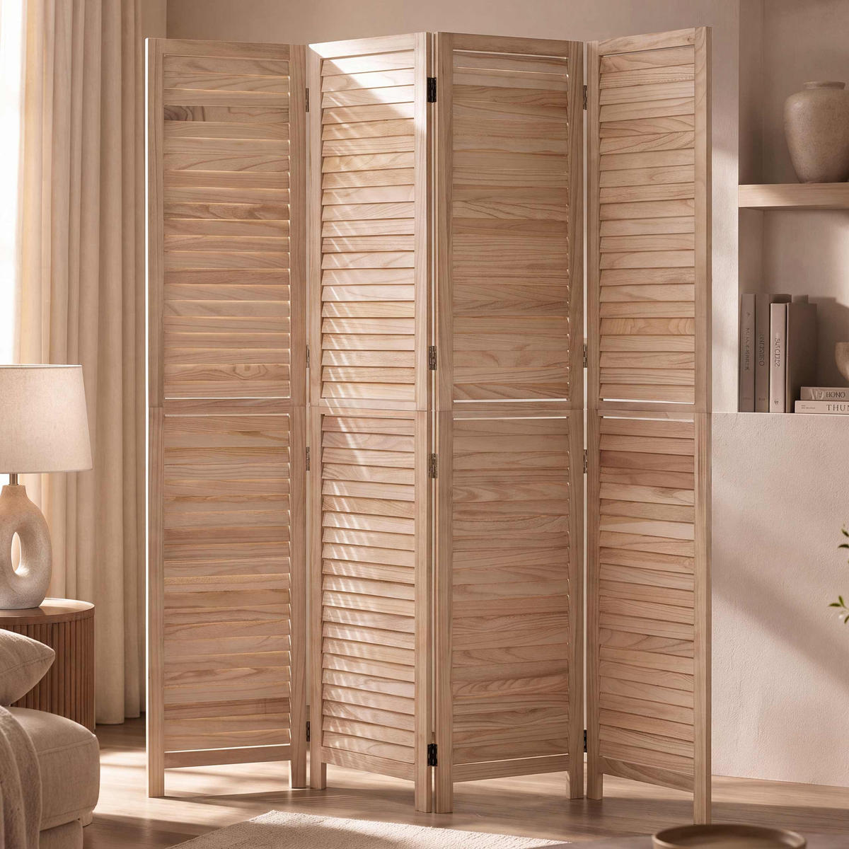 PARAVENT C30B Beige - Beige, Holz (161/180/2cm) - MCW