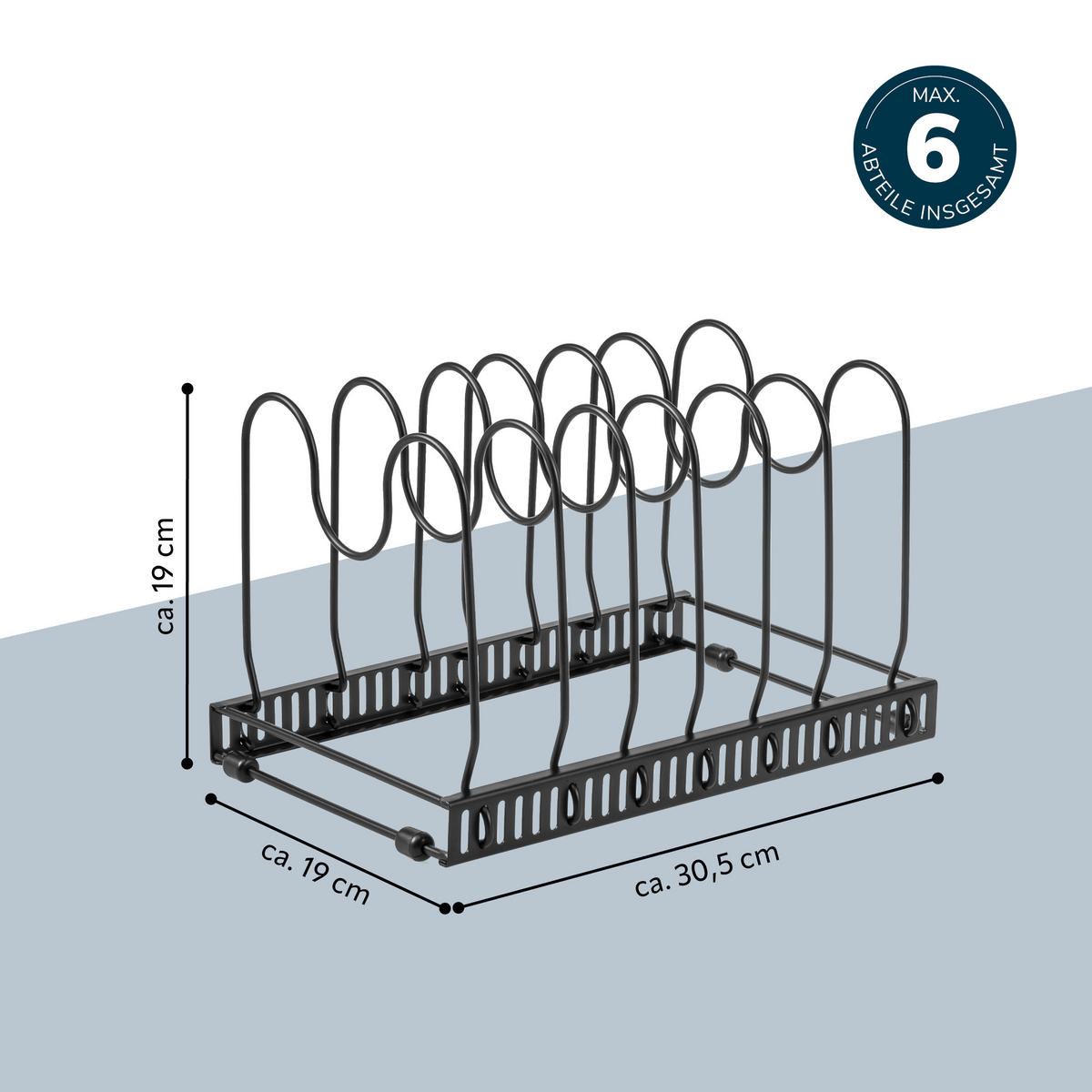 TOPFDECKELHALTER, schwarz - Schwarz, Metall (30.5/19/19cm) - eluno