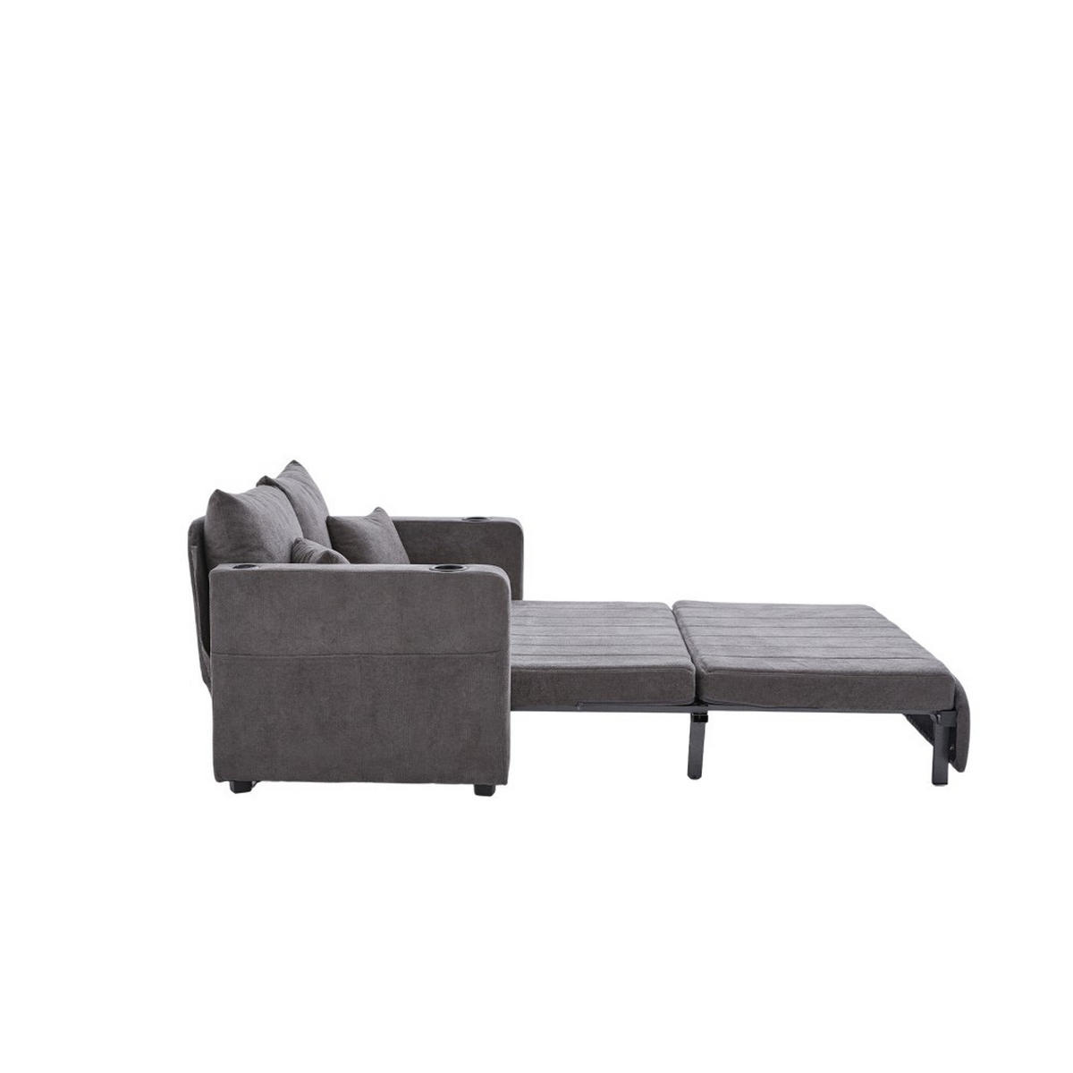 SCHLAFSOFA Zweisitzer mit Schlaffunktion,ausziehbar,Chenille,Grau - Grau, Textil (73/83/139cm) - LVHOM