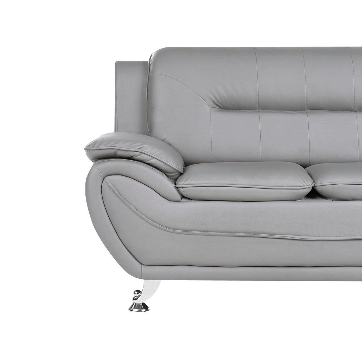 2-SITZER-SOFA Kunstleder Grau Leira - Dunkelgrau/Silberfarben, Kunststoff (147/86/78cm) - Beliani