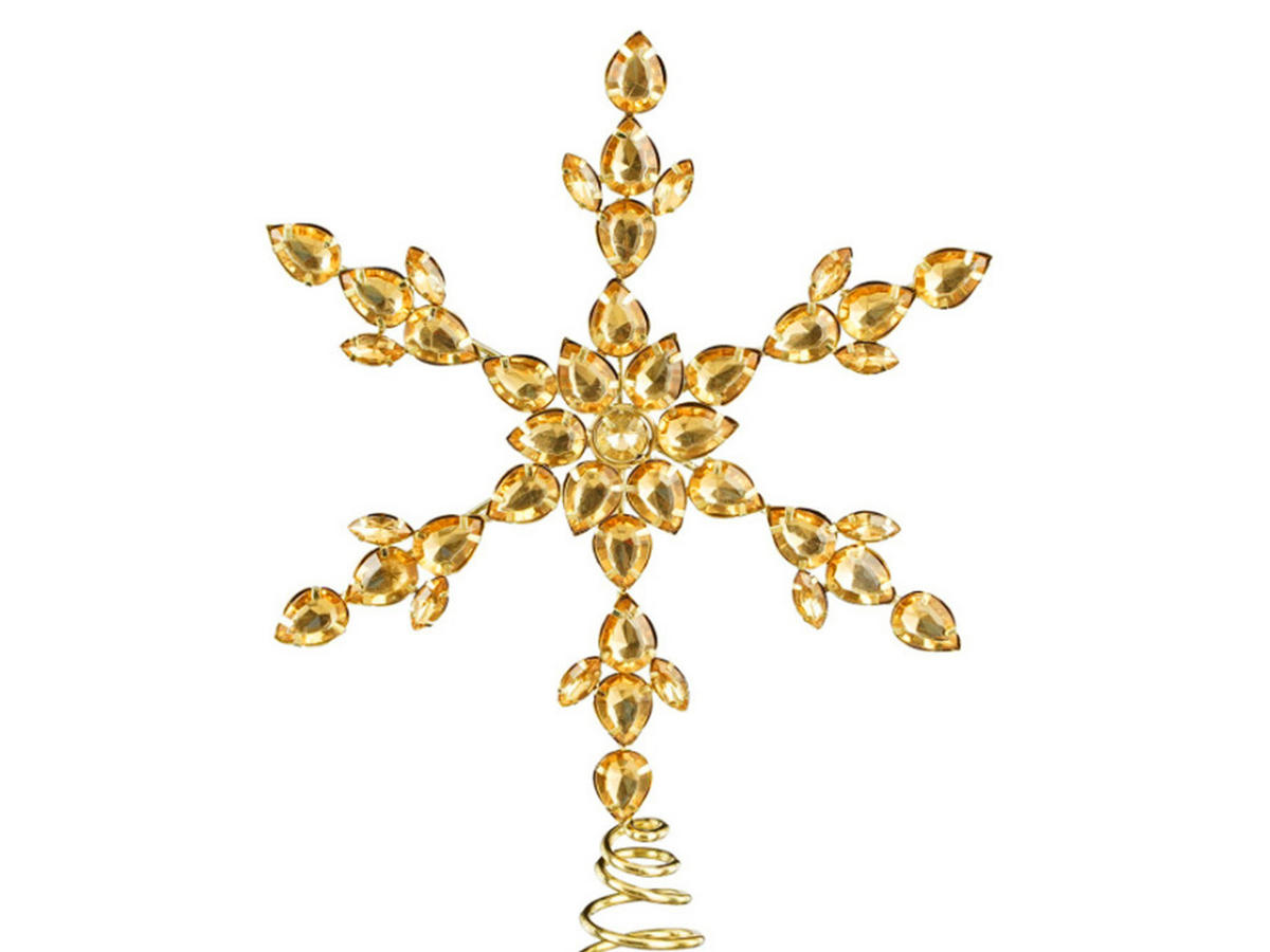 CHRISTBAUMSPITZE Schneeflocke Gold III, 28 cm, Metall - Goldfarben, Metall (17.5/28/17.5cm) - LAALU