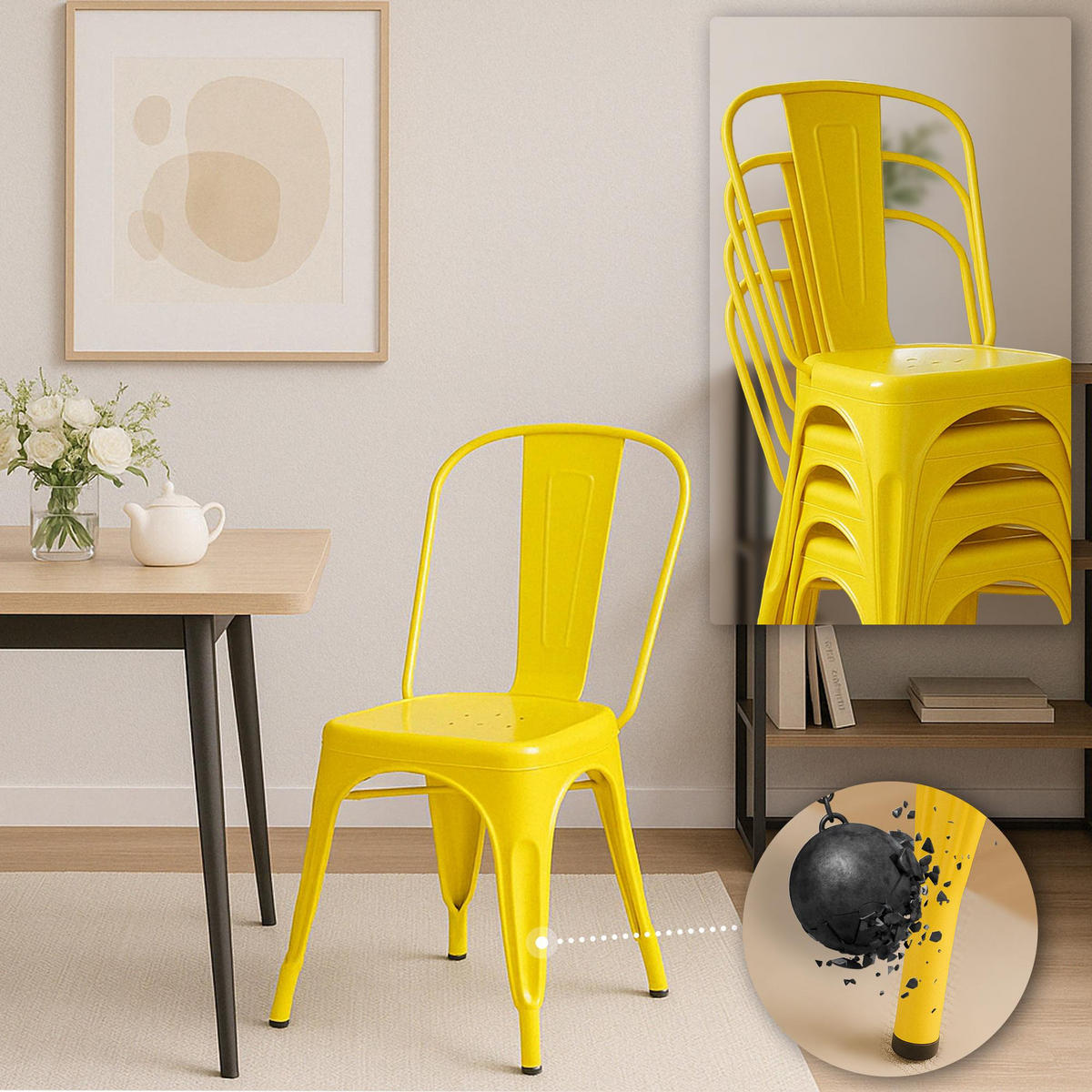 BESUCHERSTUHL Metall Gelb - Gelb, Metall (44/89/48cm) - CLP