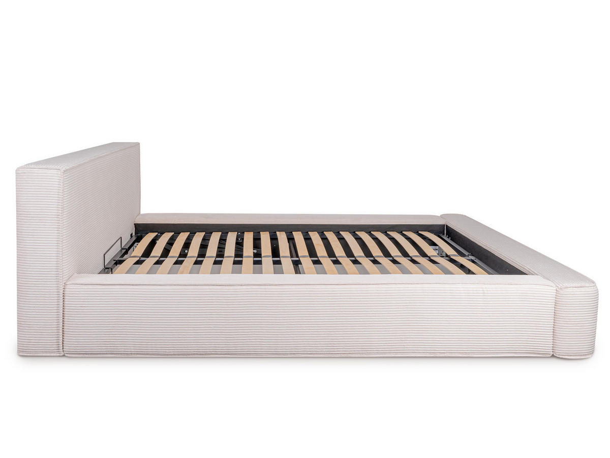 POLSTERBETT Fyn Hellbeige 180/200 cm Cordstoff mit Bettkasten - Beige, Textil/Metall (180/200cm) - wonello