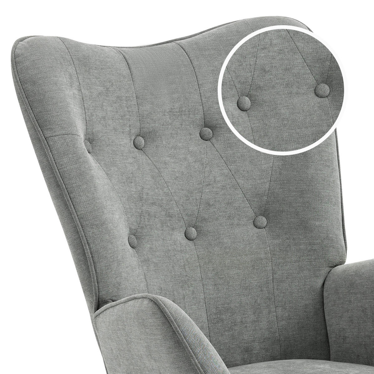 SCHAUKELSTUHL in Webstoff Grau - Buchefarben/Grau, Holz/Textil (66/97/84cm) - Meubles Cosy