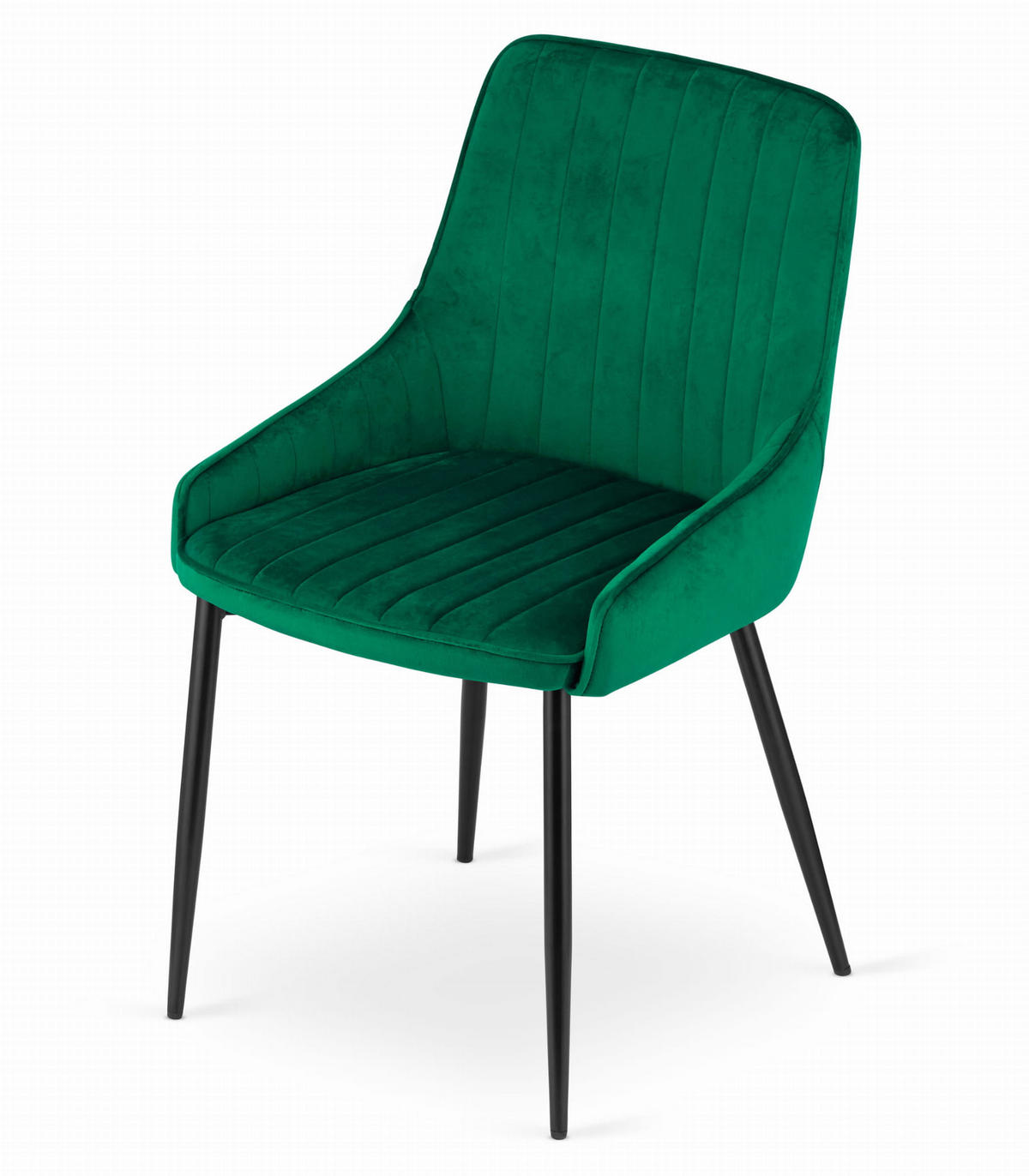 STUHL CLUSONE 2-er Set, Grün, mit Samtstoff gepolstert - Grün, Textil/Metall (49/83/58cm) - Komodee