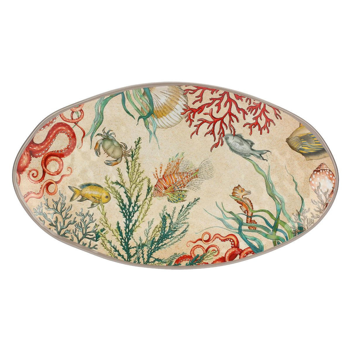 SERVIERTELLER / Servierplatte oval 52 x 30 cm Sea Life - Multicolor, Kunststoff (37/11/37cm)
