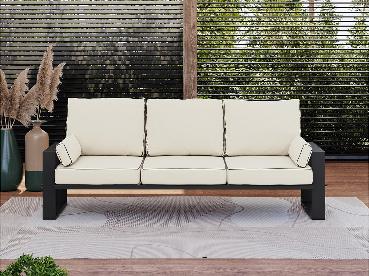GARTENSOFA Elba 3 Sitzer - Beige - Beige, Textil (215/90/87cm) - MKS