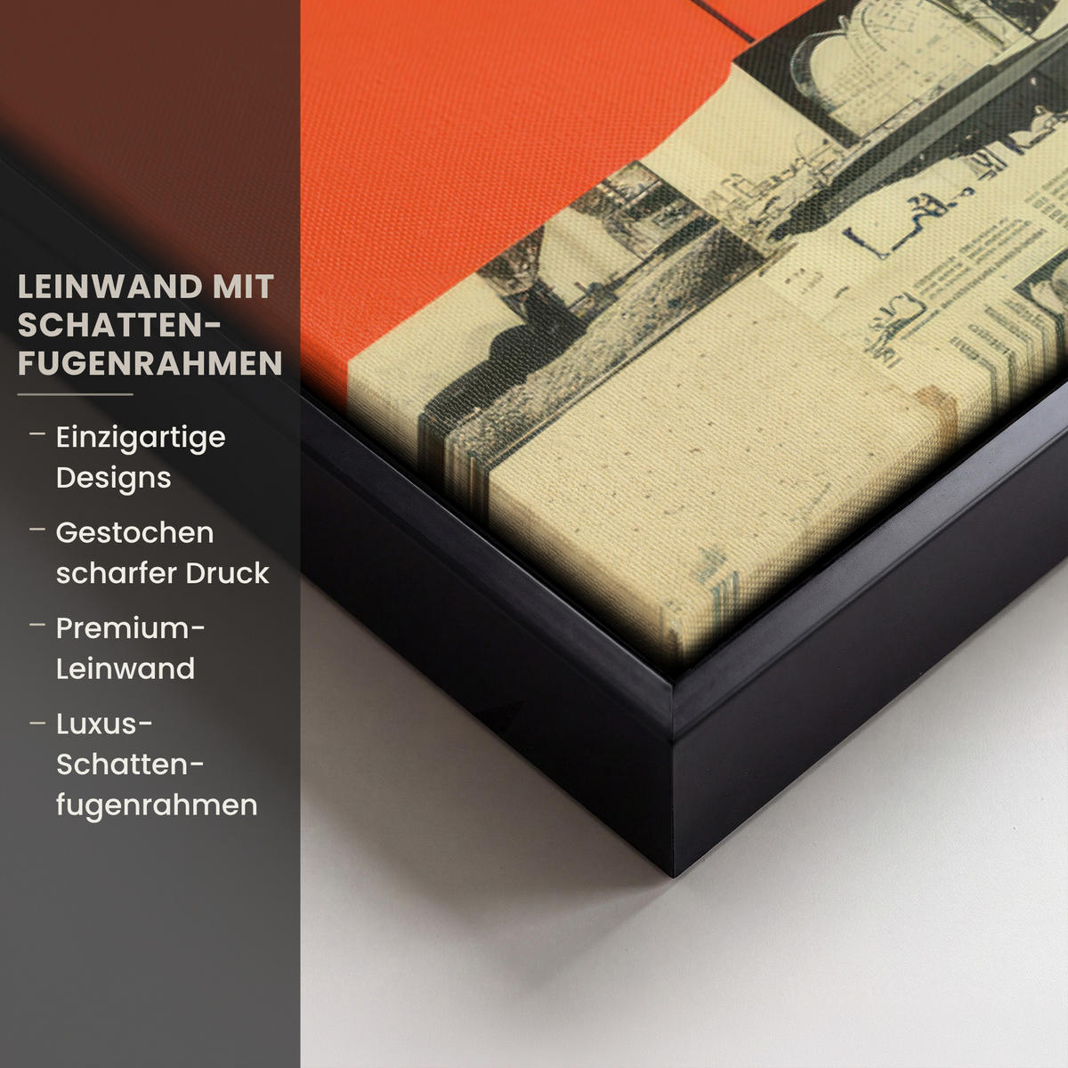 LEINWAND Bilder mit Rahmen - Retro - Junge - Hund - Rot - Grün - 70x50 - Orange, Textil (70/50cm) - MuchoWow
