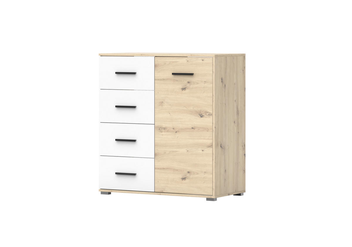 KOMMODE - Highboard Marsylio 1D4S - Eiche Artisan, Holzwerkstoff (90/95/45cm) - Möblo