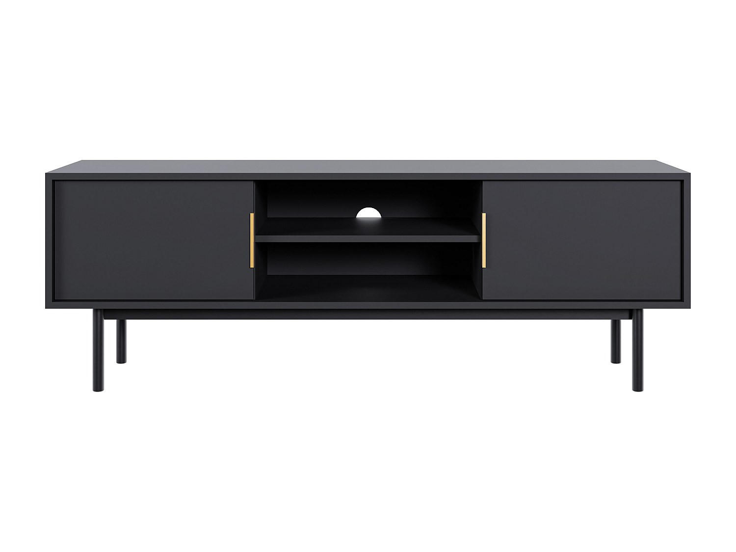 TV-BOARD - 154 cm x 39 cm - Holz, Platte - Schwarz - DABRIANA - Schwarz, Holz (154/53.5/39cm) - Vente-Unique