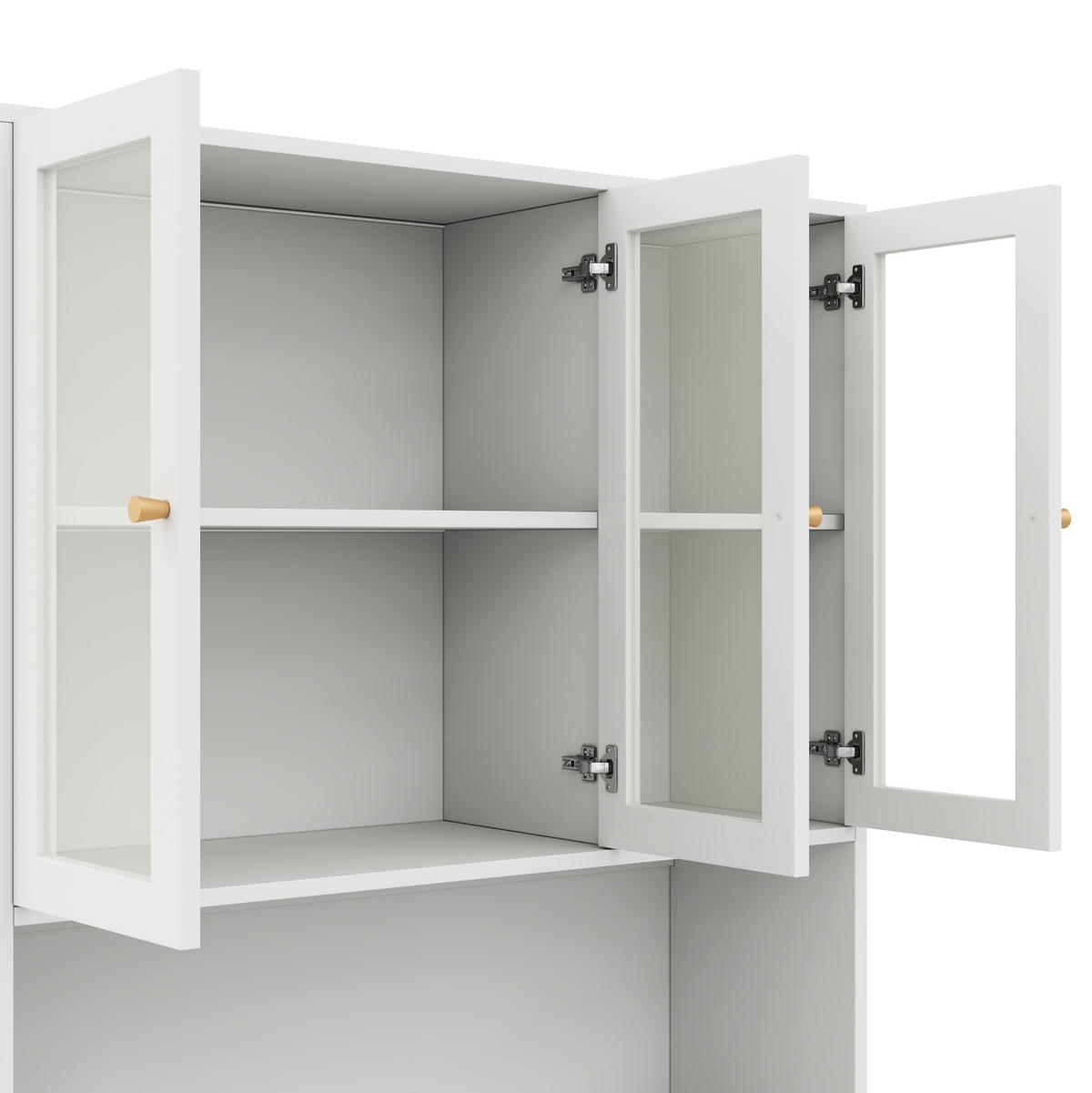 VITRINE aus MDF 100x35x200cm in Weiß mit LED & Glastüren - Weiß, Holzwerkstoff (100/200/35cm) - Modfu