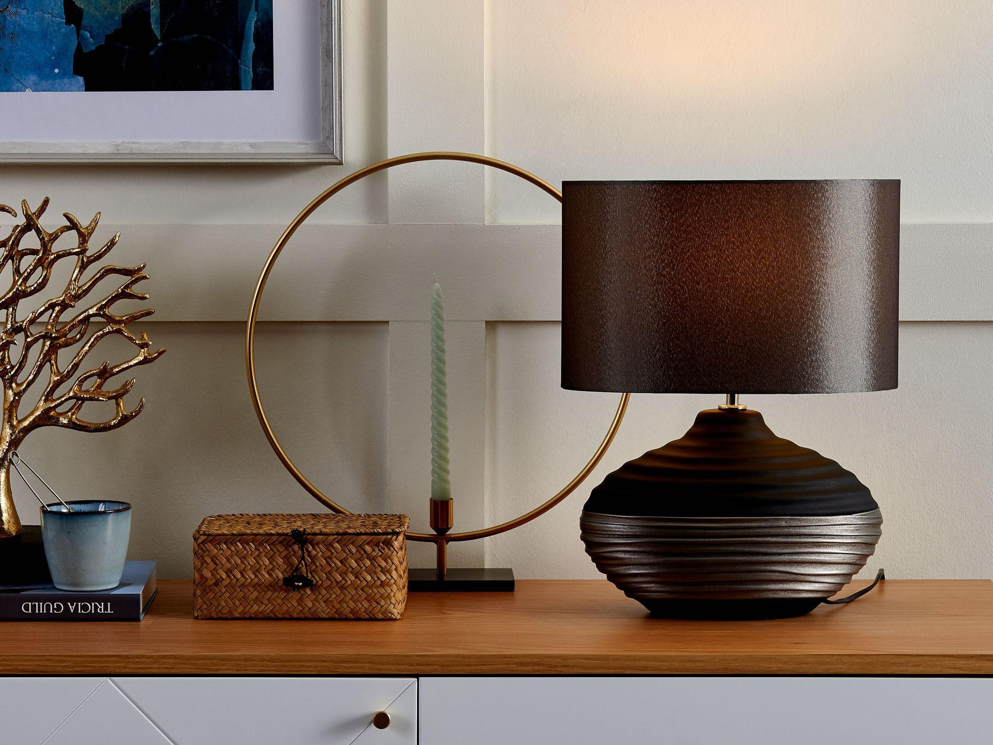 TISCHLAMPE Lima 34/34/42 cm - Grau, Keramik (34/34/42cm) - Beliani