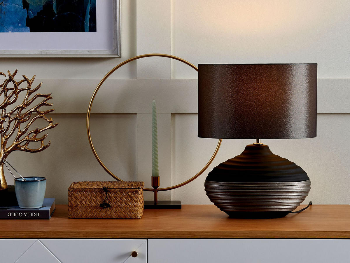 TISCHLAMPE Lima 34/34/42 cm - Grau, Keramik (34/34/42cm) - Beliani