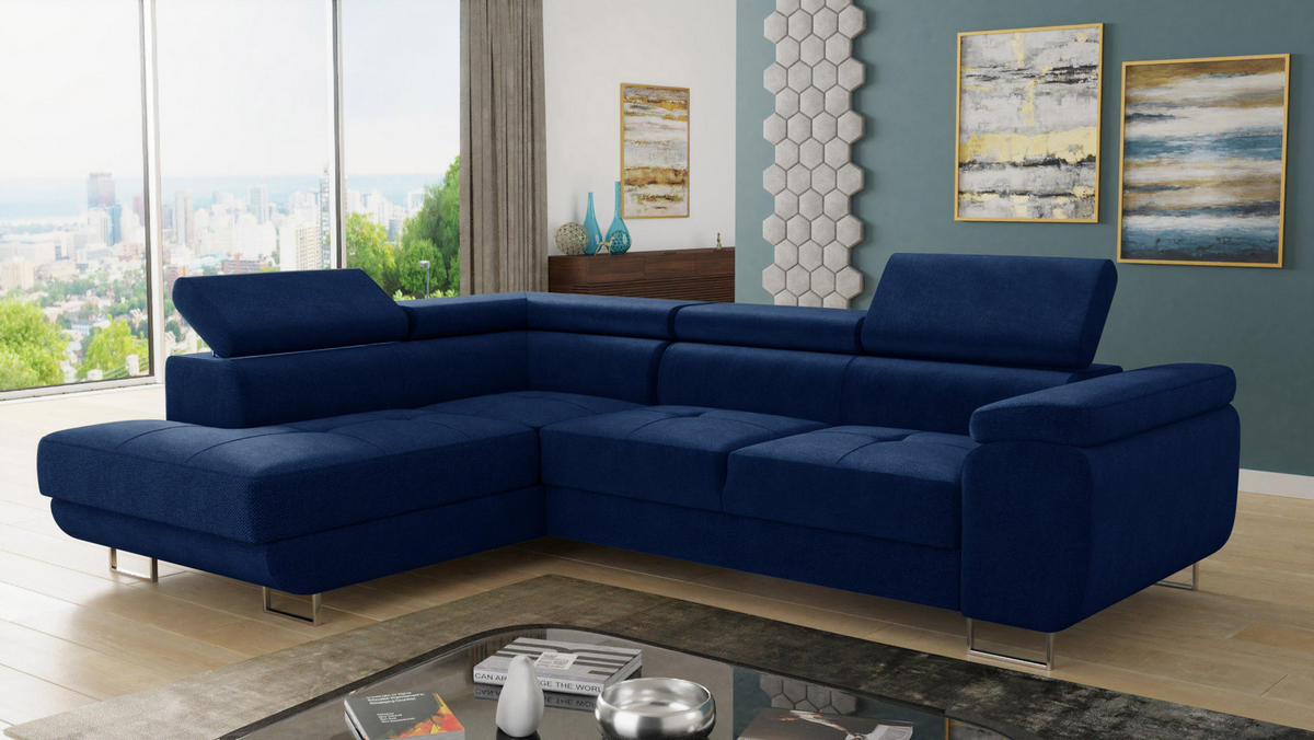 ECKSOFA Caris, Seite: Links - Blau, Holz/Textil (273/203cm) - Sofnet