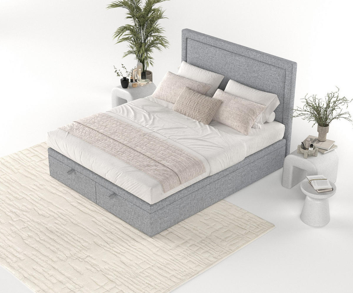 POLSTERBETT Salma mit Stauraum 160/200 cm Grau im Alta Stoff - Schwarz/Grau, Holz/Holzwerkstoff (160/200cm) - AltaBeds