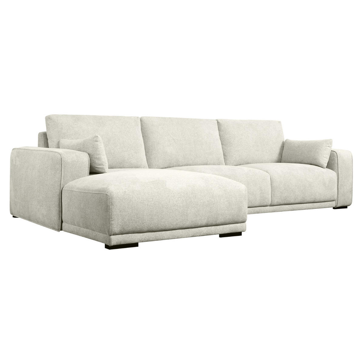 ECKSOFA Webstoff Sand - Beige/Schwarz, Holz/Textil (105/305cm) - Furnhouse