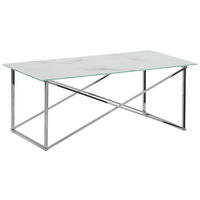 COUCHTISCH Marmor Optik weiß/silber rechteckig 100/50 cm Emporia - Silberfarben/Weiß, Glas (50/100/40cm) - Beliani