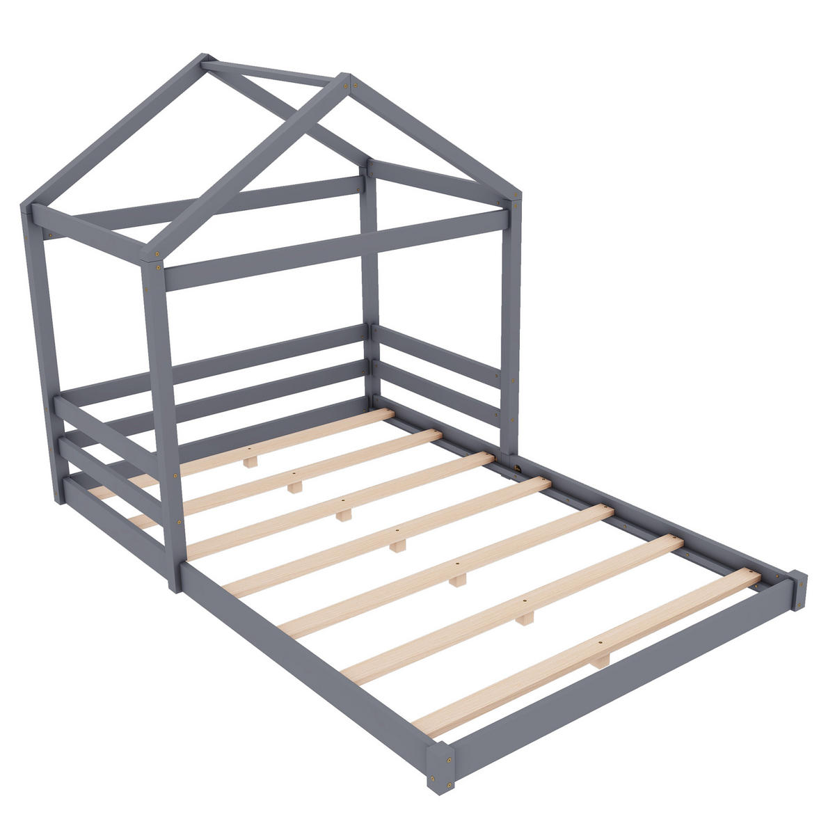 HAUSBETT Kiefernholz 140/200 cm Grau - Grau, Holz - Raumix