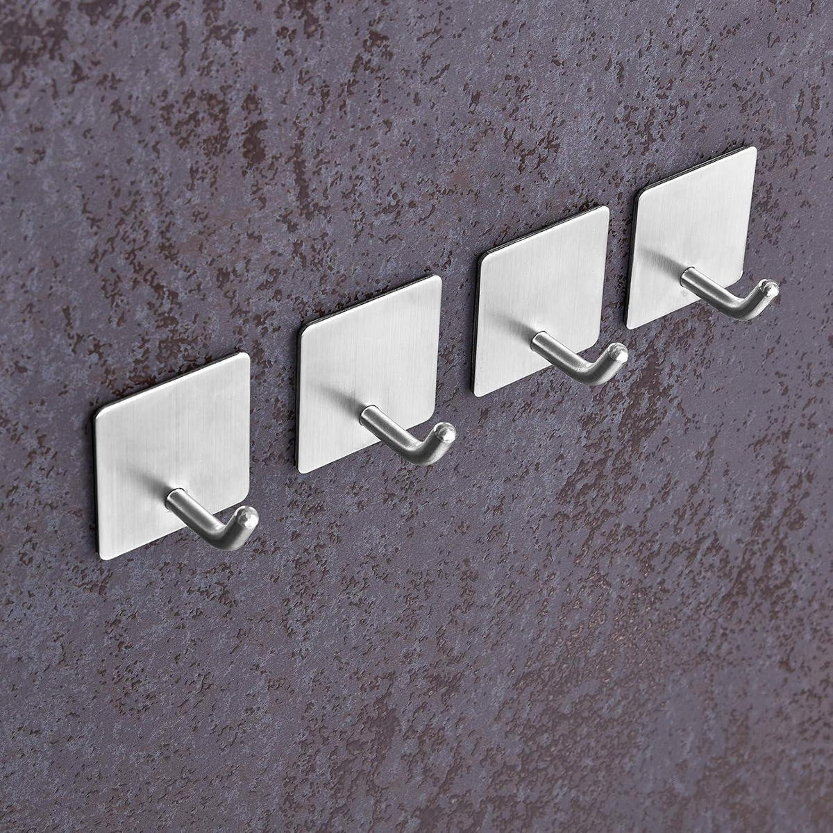 KLEBEHAKEN 4er Set Edelstahl Silber matt - Silberfarben, Metall (4.5/4.5/4.5cm)