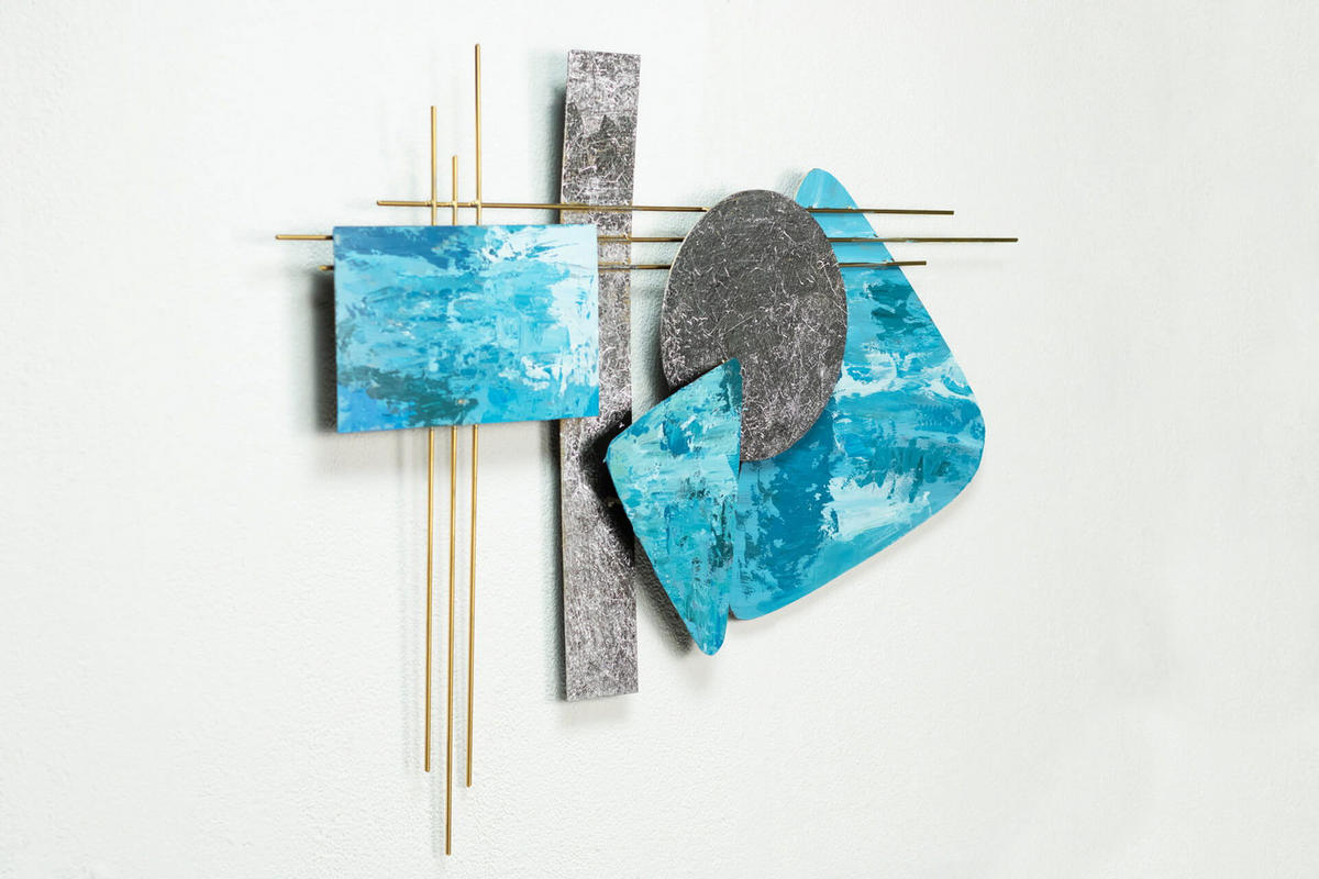 WANDDEKO Blau 80/60 cm - Blau/Silberfarben, Metall (1.47/60/3cm) - KUNSTLOFT