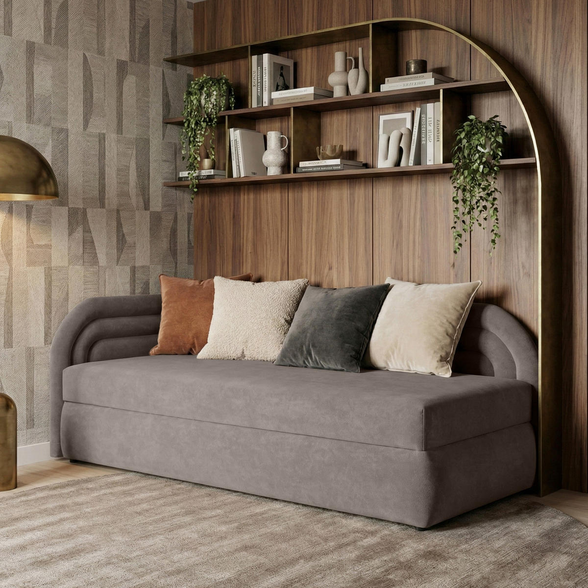 POLSTERBETT Cobi, Eckbett 80x200 cm mit Bettkasten, Hellbraun, Links - Hellbraun, Textil (80/200cm) - Beautysofa