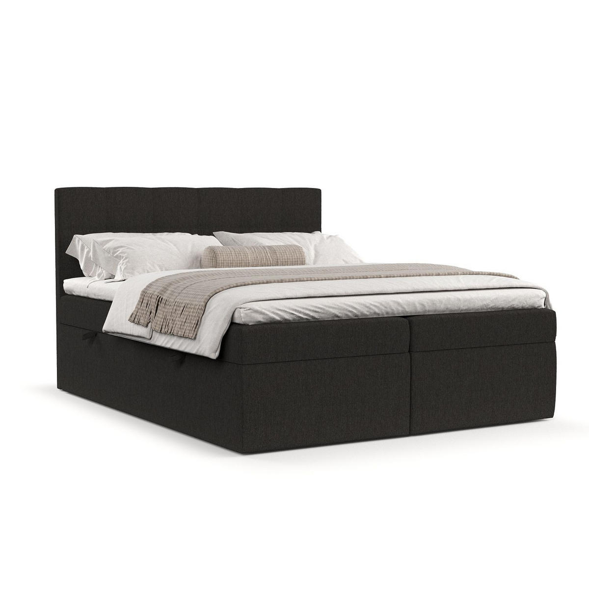 BOXBETT Tari Schwarz 140/200 cm mit Matratze und Topper - Schwarz, Holz/Holzwerkstoff (140/200cm) - Maison de Reve