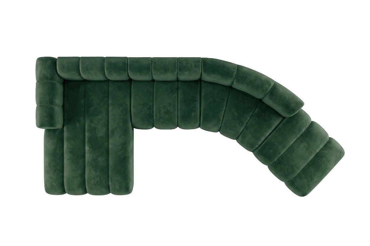 ECKSOFA Modulares In L-Form, Velvet-Stoff Riviera, Grün, Links, GRAND Round - Grün, Holz (445/179cm) - Kaiser Möbel