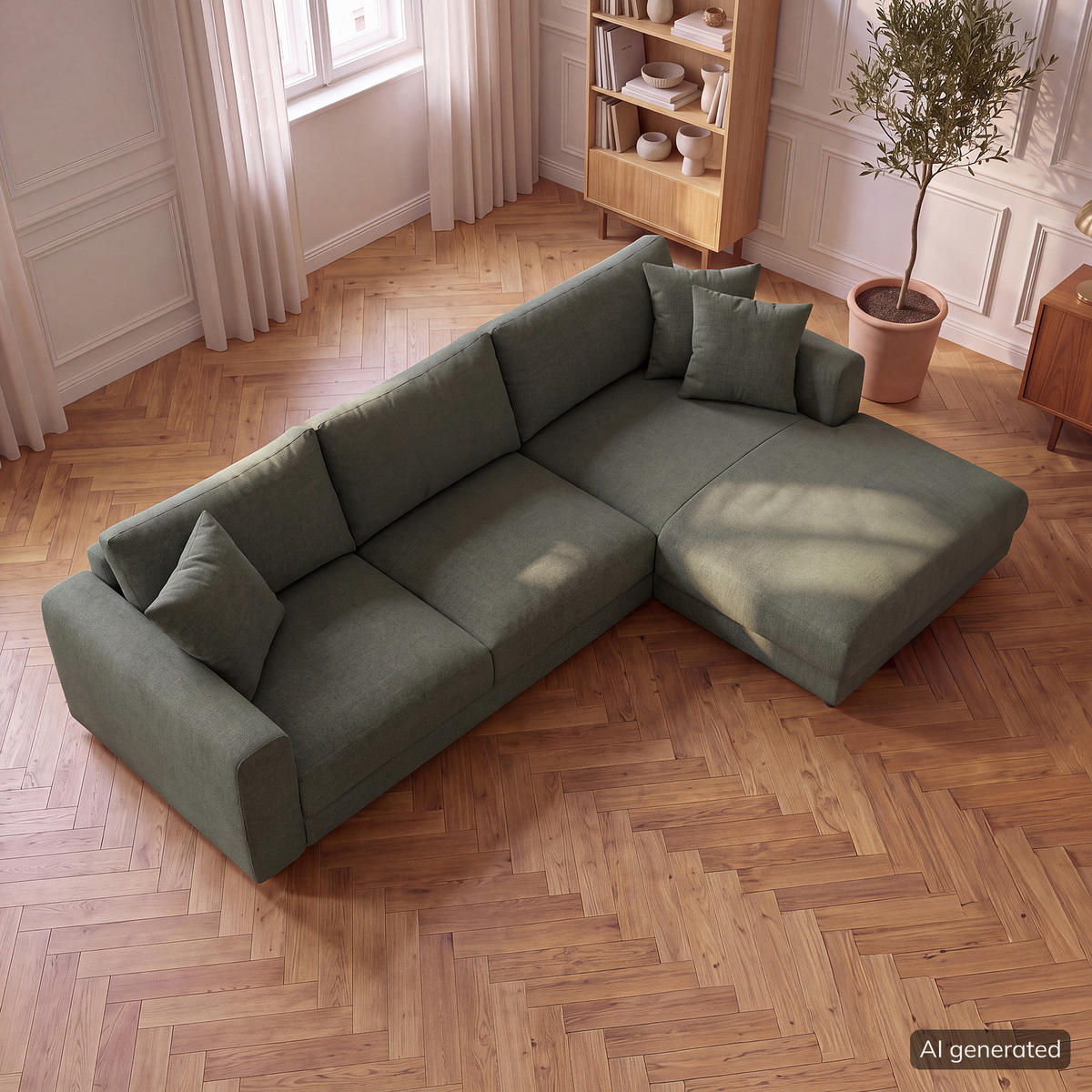 ECKSOFA mit Longchair - Schwarz/Grau, Holz/Kunststoff (286/183cm) - home24