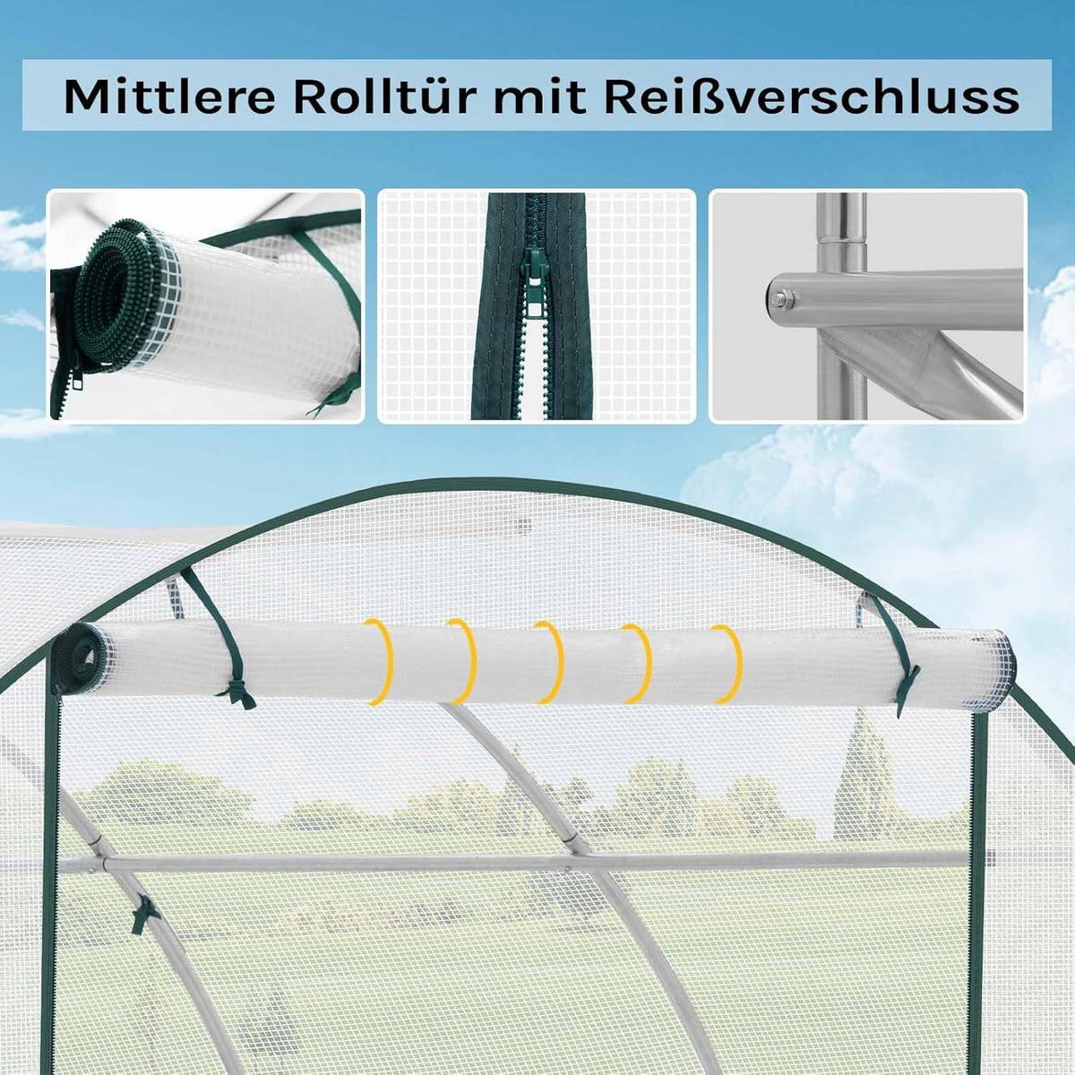 GEWÄCHSHAUS Winterfest, 300x300x200 cm, Weiß - Weiß, Textil/Metall (300/200/300cm) - Woltu