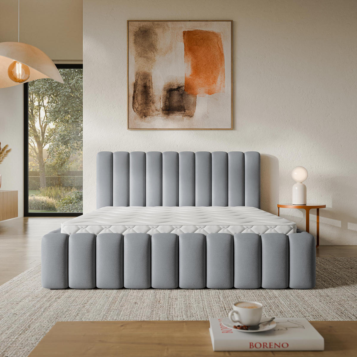 ČALOUNĚNÁ Postel TEBA 160x200 cm Šedá - šedá, kompozitní dřevo/textil (160/200cm) - MASSENO