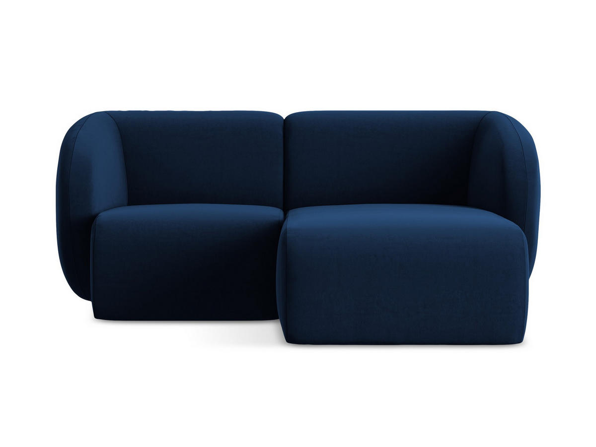 ECKSOFA Rechts Samt Stoff Blau - Türkis/Schwarz, Holzwerkstoff/Kunststoff (178/166cm) - Makamii