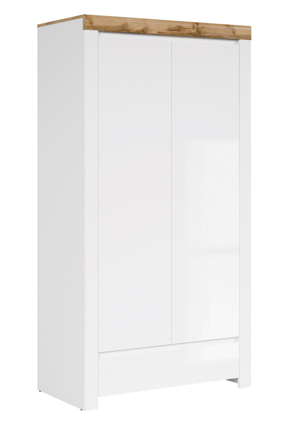 Feldmann-Wohnen Kleiderschrank Weiß Hochglanz, Eiche Wotan 106x204x57 cm