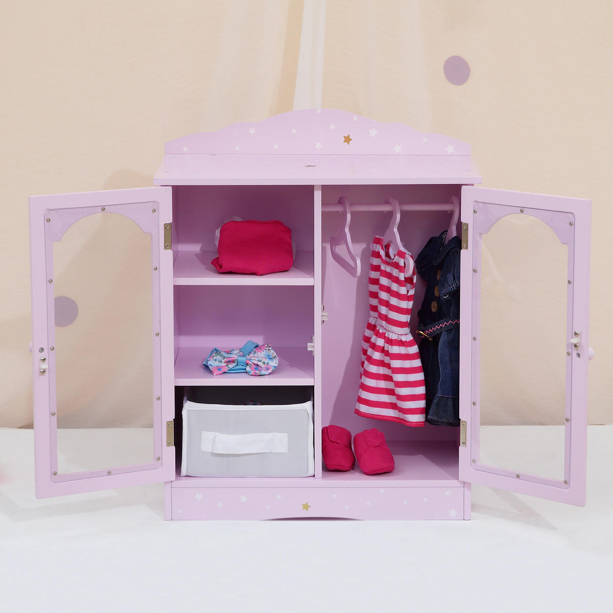 PUPPENSCHRANK Holz, Rosa, 53cm - Pink, Holzwerkstoff (23/53/43cm) - Teamson Kids