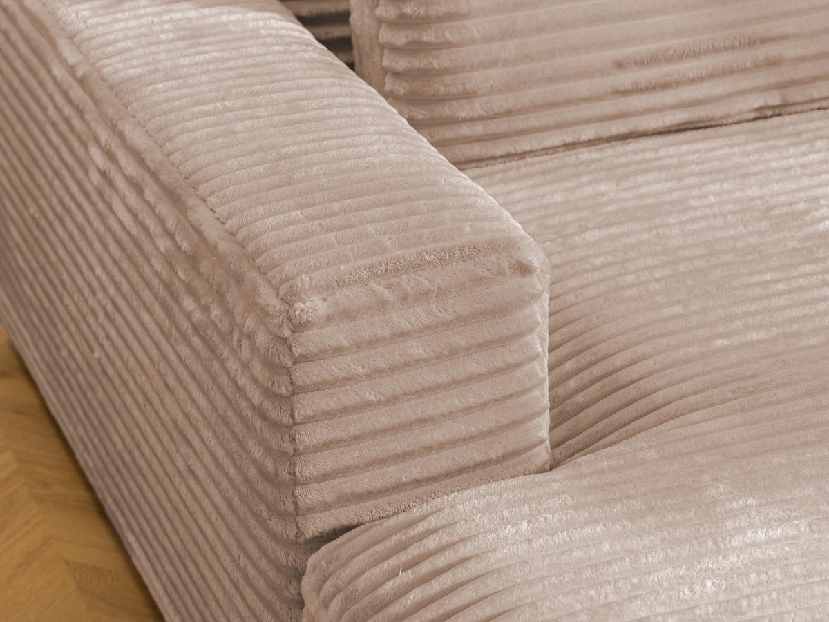 ECKSOFA Wolke mit tiefer Sitzfläche, Schlaffunktion und praktischem Bettkasten aus weichem Beige Cordstoff - Schwarz/Cappuccino, Holz/Kunststoff (162/225cm) - S-Style