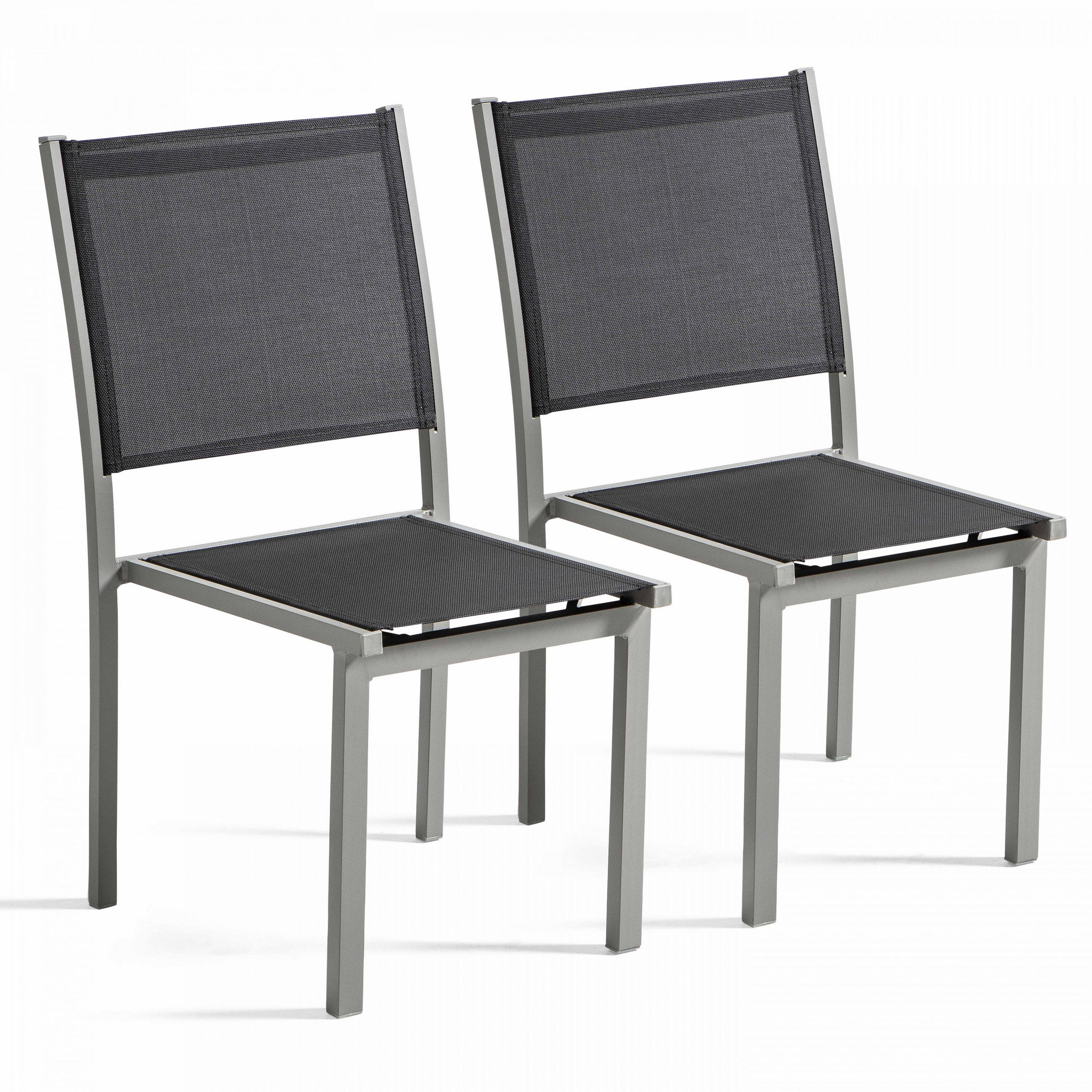 GARTENSTUHL 2-tlg., Grau - Grau, Metall (48/90/60cm) - Oviala