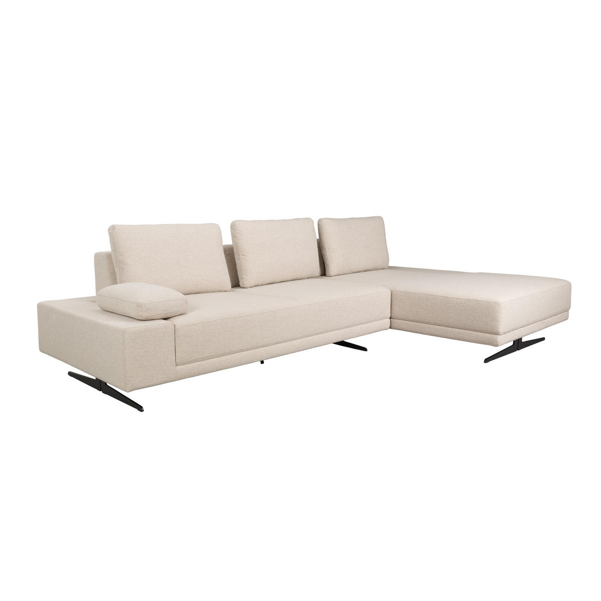 SOFA 3-SITZER Shelly Chaise Longue Rechts Off-White - Beige/Weiß, Kunststoff (308/90/183.5cm) - Dutchbone