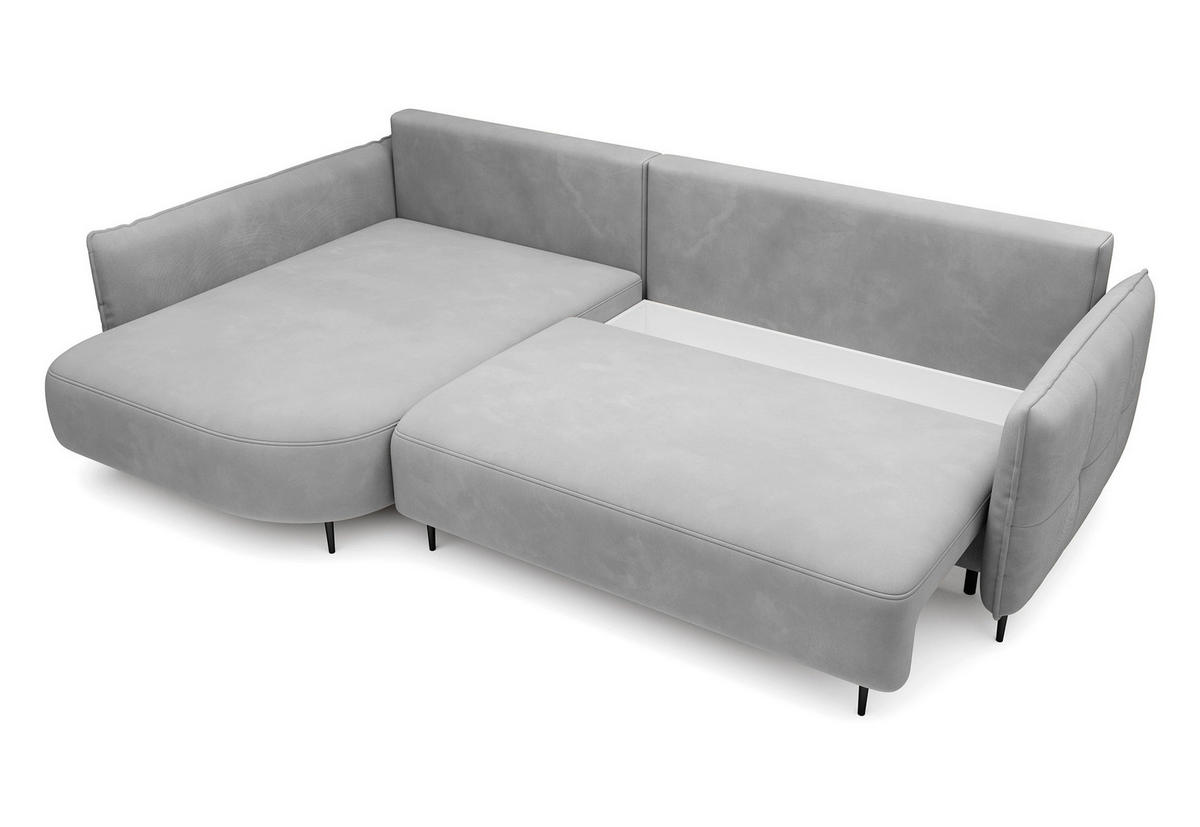 ECKSOFA Oblivio Grau Velours - Schwarz/Grau, Textil/Metall (285/200cm) - Selsey