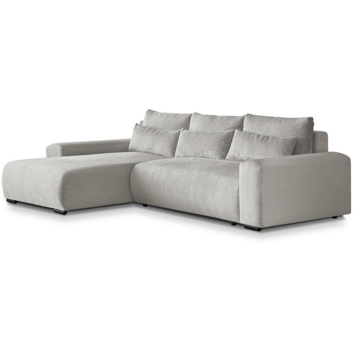 ECKSCHLAFSOFA Benny beige links - Beige/Schwarz, Kunststoff/Textil (271/185cm) - Beautysofa