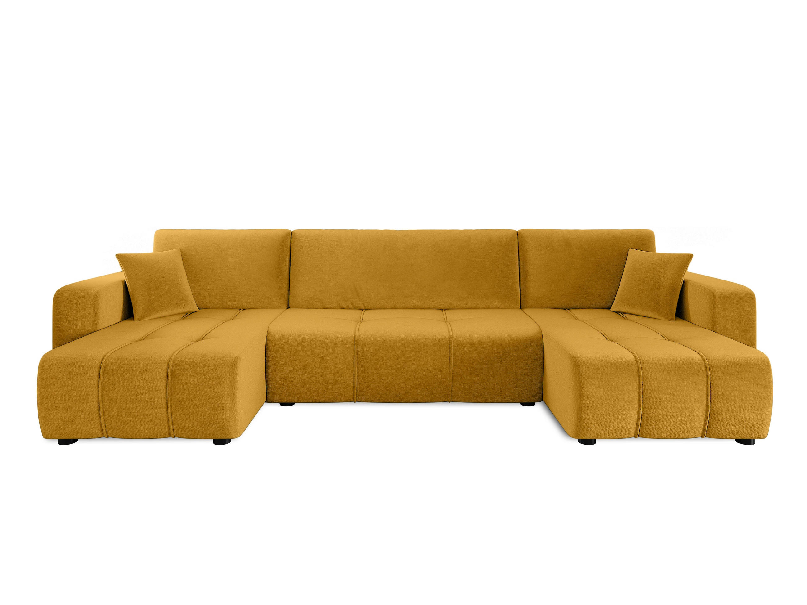 WOHNLANDSCHAFT Aice U-Form 317 cm – mit Schlaffunktion, Bettkasten, Kissen & bequemer Wellenfederung - Gelb, Kunststoff (317/85/146cm) - Wohnideebilder