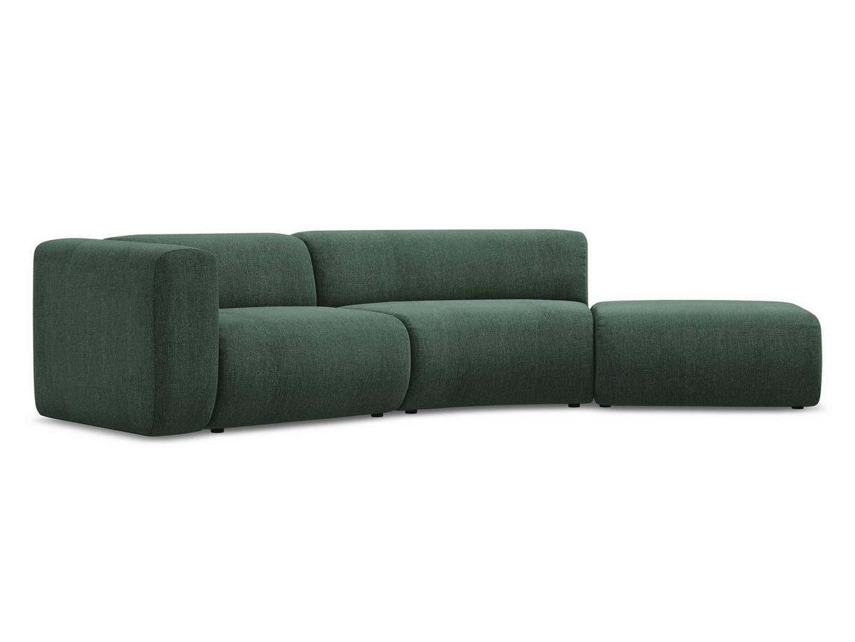 4-SITZER-SOFA Chenille Stoff Grün - Waldgrün/Schwarz, Kunststoff/Textil (335/70/166cm) - Makamii
