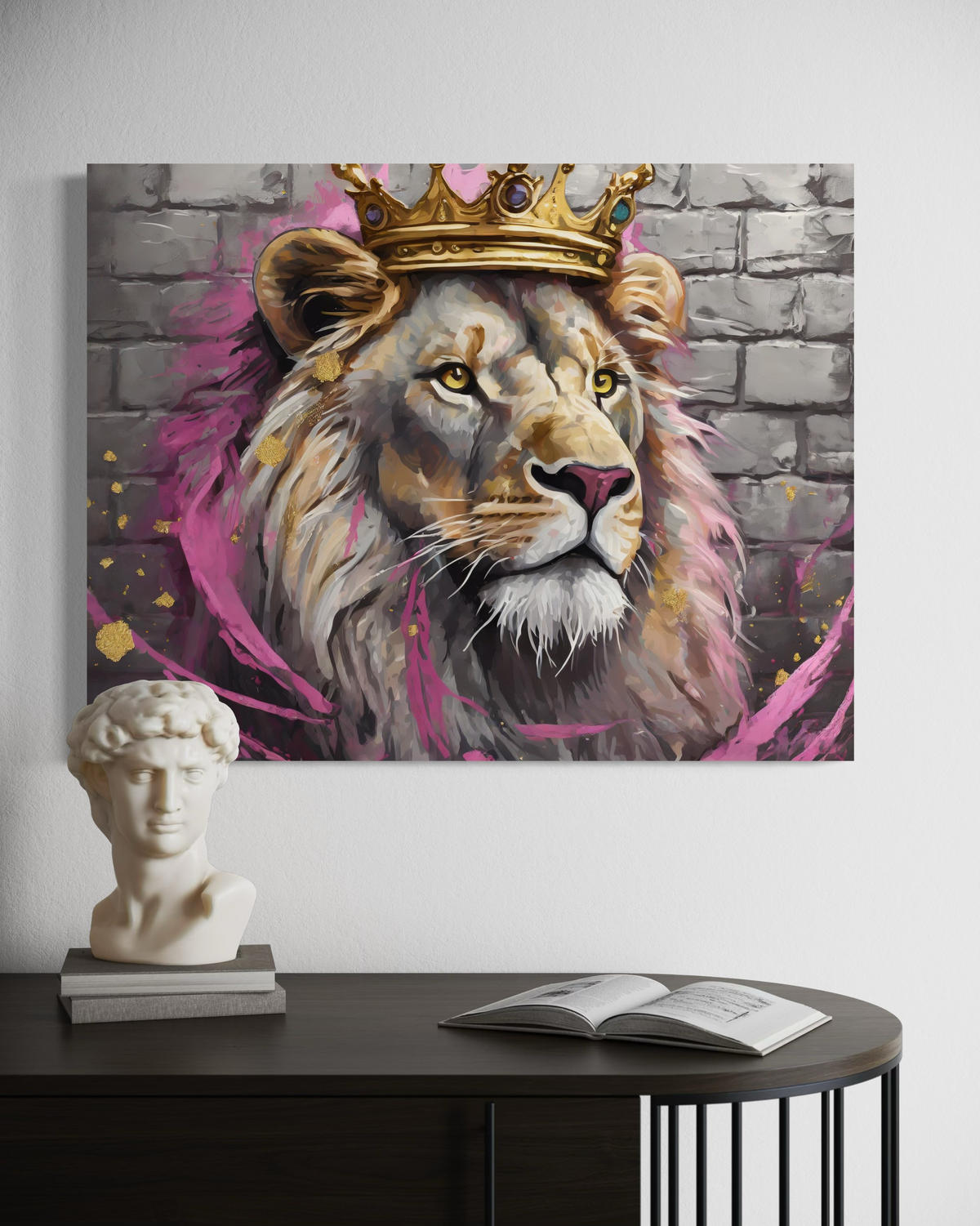 WANDBILD löwenkönig rosa - Pink, Textil (60/40cm) - Feeby