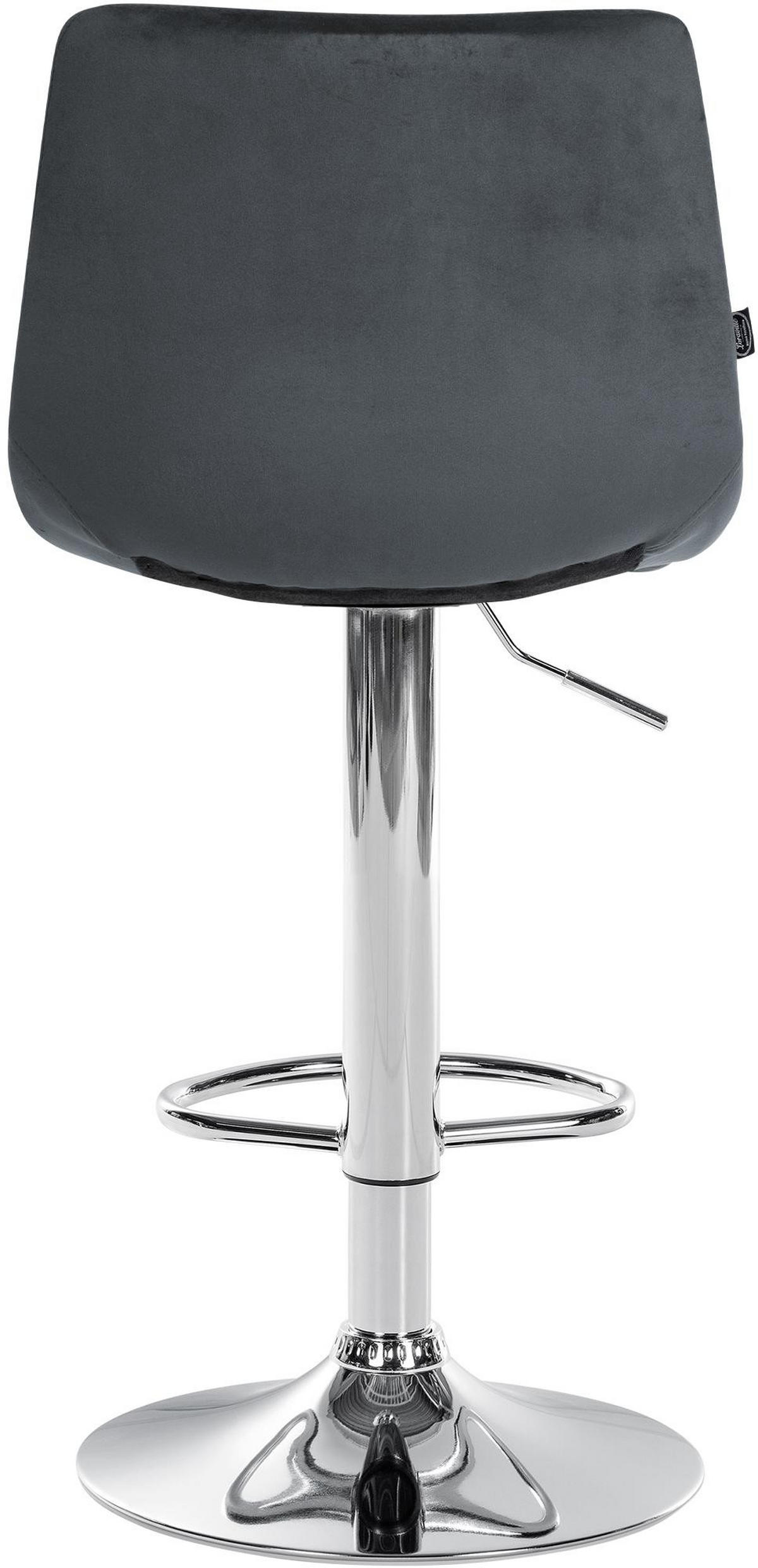 BARHOCKER Samt dunkelgrau - Chromfarben/Dunkelgrau, Textil/Metall (43/87/46.5cm) - CLP