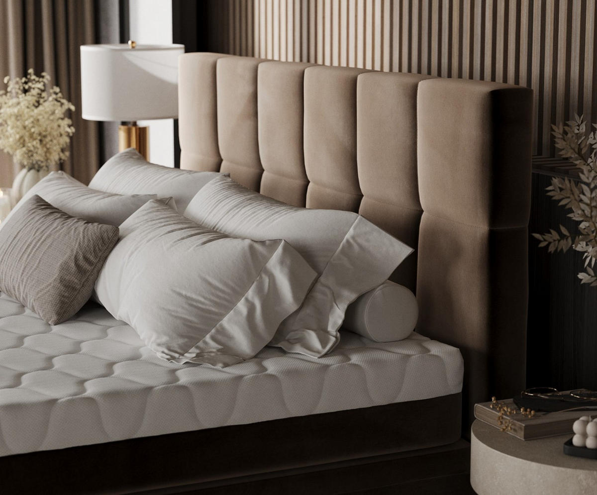 BOXBETT Elano 180/200 cm Braun im Paros Stoff - Schwarz/Braun, Holz/Holzwerkstoff (180/200cm) - AltaBeds