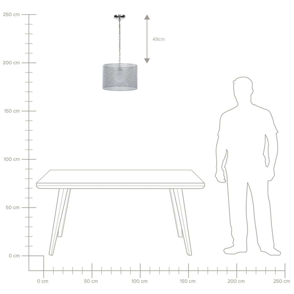 HÄNGELEUCHTE Mezen 44/44/82 cm - Grau, Metall (44/44/82cm) - Beliani