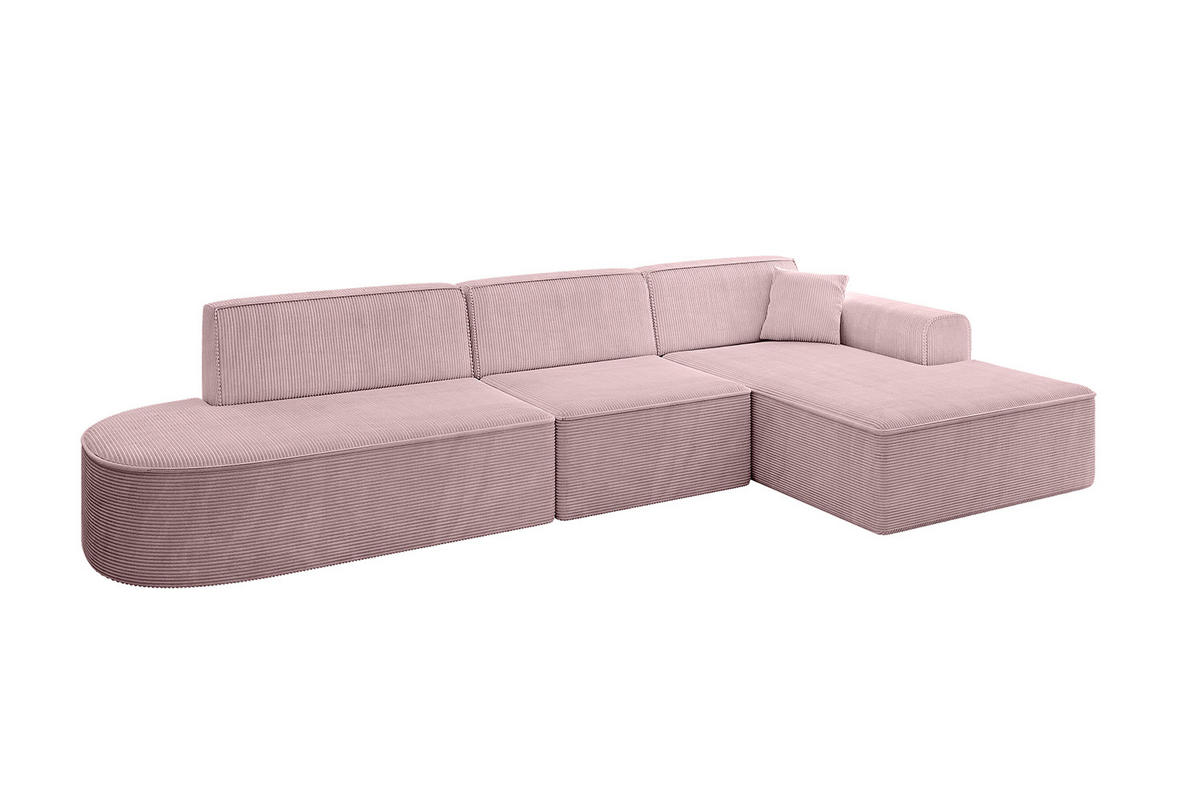 ECKSOFA Ottomane Rechts IREA-L2-v3 - 327x165x77 cm Rosa - Rosa, Holzwerkstoff/Textil (327/165cm) - ALTDECOR
