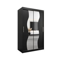 SCHWEBETÜRENSCHRANK 200/120/62 2-türig - Silberfarben/Schwarz, Holz/Kunststoff (120/200/62cm) - MÖBEL KRYSPOL