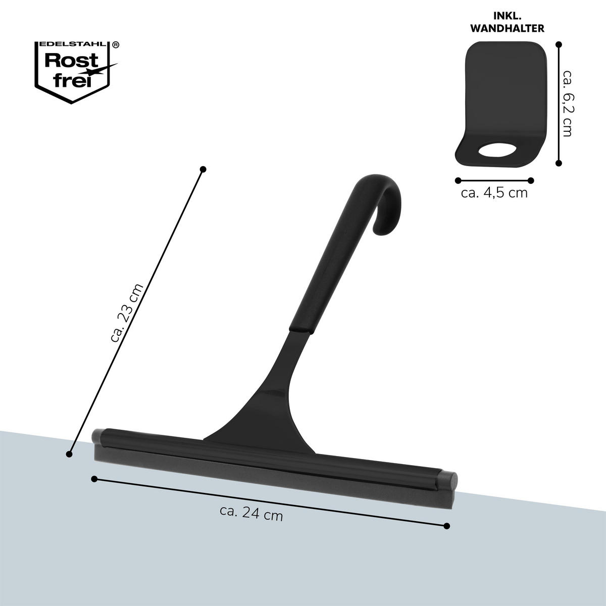 DUSCHABZIEHER, schwarz, Edelstahl - Schwarz, Metall (24/22/2cm) - bremermann