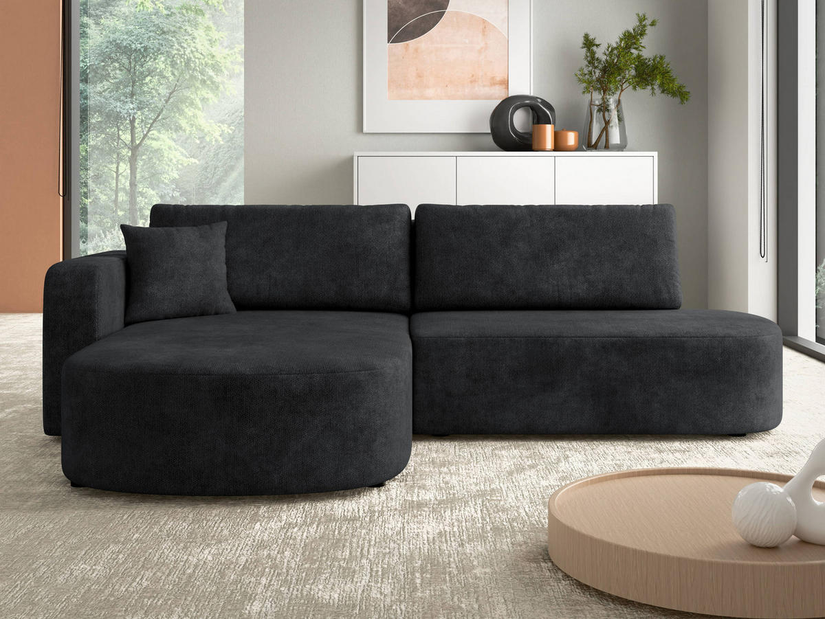 ECKSOFA Zerte, Seite: Links - Schwarz/Graphitfarben, Holz/Kunststoff (252/175cm) - MIRJAN24